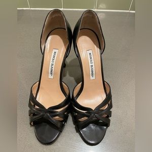 Manolo Blahnik Nero Black Bianchido D’Orsay Size 38 Great Condition